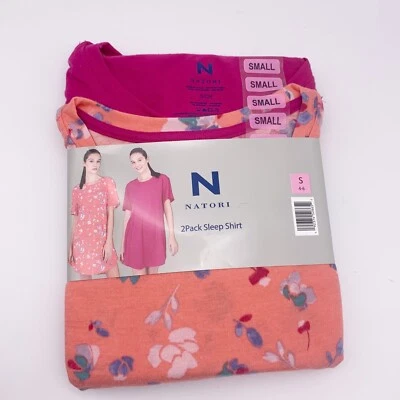 Nuevo con etiquetas Paquete de 2 Camisas Acogedoras para Dormir Suave Rosa Floral Pijama Talla Pequeña NATORI para Mujer Foto 1 de 4