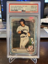 2020 Bowman 1st Edition ANTHONY VOLPE Sky Blue Foil PSA 10 #BFE-139 Yankees Mint