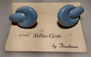 Unusual Vintage Hand Made Paint Glazed Frankoma Ceramic Mid Century Cufflinks - Picture 1 of 5