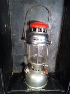 EN BAISSE : Rare Lampe tempête métal chromé OPTIMUS d'origine, complète - Photo 1/4