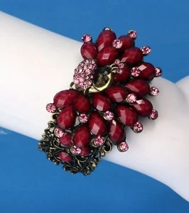 Purple Fashion Crystal Peacock Bangle Cuff Bracelet New - Picture 1 of 4