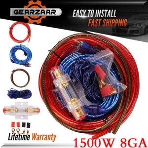 For Car Audio Cable 1500W Amp Amplifier Install RCA Subwoofer Sub Wiring 8 Gauge - Picture 1 of 24