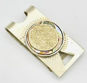 Vintage TAXCO MEXICO Sterling Silver Money Clip MAYAN Calendar Signed RAG - Picture 1 of 6