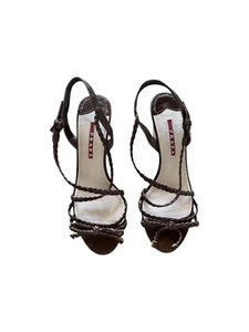 Vintage Prada Braided Brown Leather Mules with Bows - Picture 1 of 8