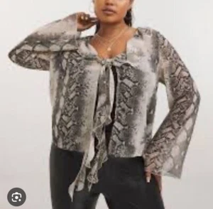 SIMPLY BE DAMEN SCHLANGENDRUCK DURCHSICHTIGE RÜSCHENBLUSE NEU (Ref. 211) - Bild 1 von 4