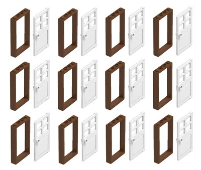 ☀️НОВАЯ красновато-коричневая дверная рама LEGO X12 1x4x6 городское здание с белой дверью оптом  - Изображение 1 из 3