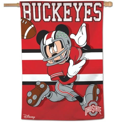 OHIO STATE BUCKEYES MICKEY MOUSE DISNEY 28"X40" HOUSE FLAG OR WALL BANNER  - Image 1 of 1