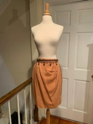 Falda hasta la rodilla envolvente sintética rubor albaricoque colección Calvin Klein talla 8/6/4 Foto 1 de 4