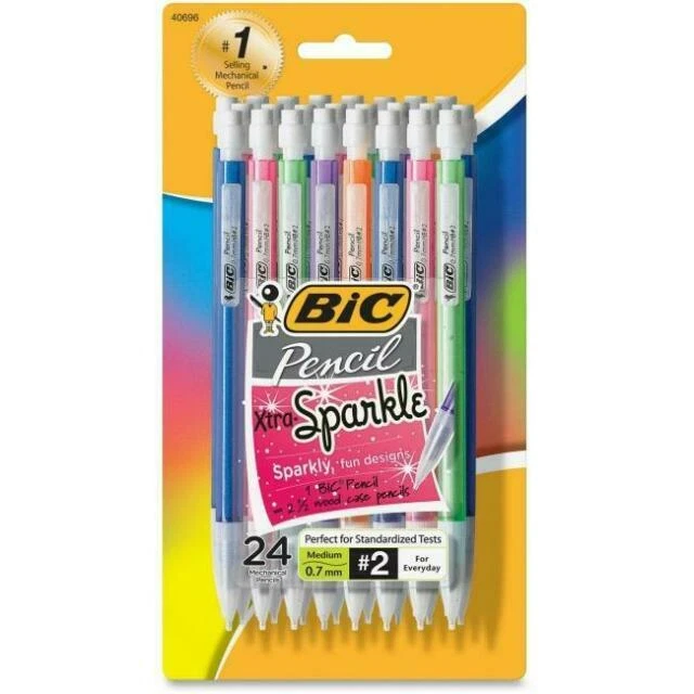 BIC MPLP241 Xtra-Sparkle Mechanical Pencil 0.7mm Assorted Colors 24 Count