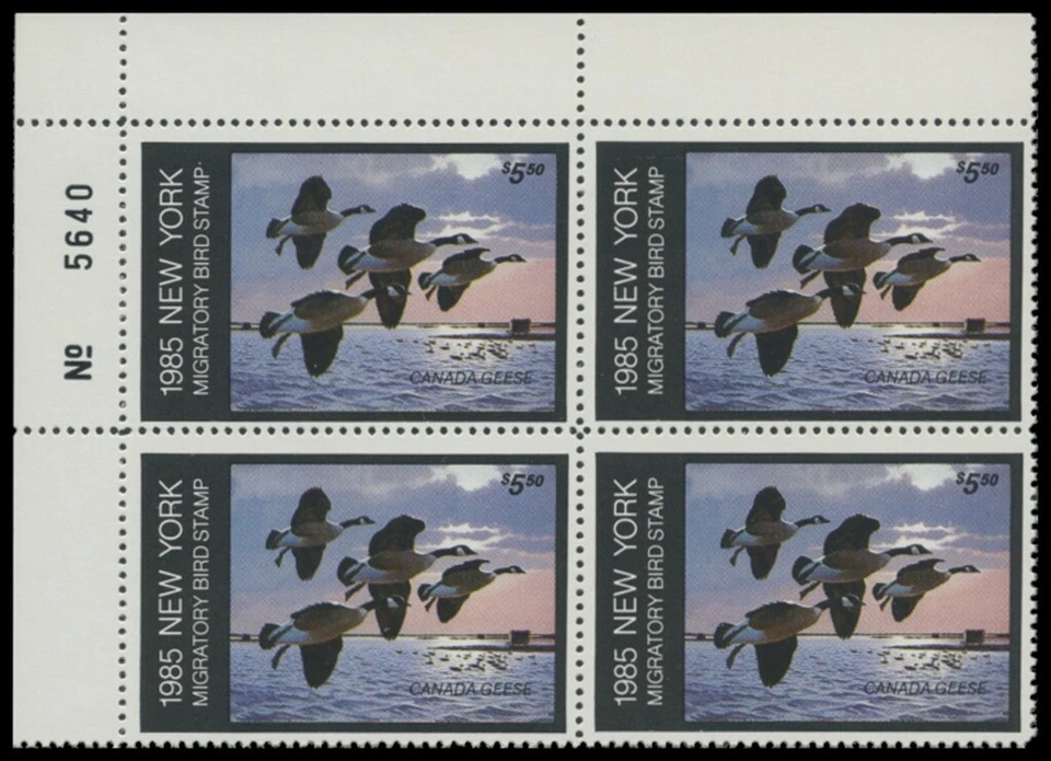 1985  New York State Duck Stamps Mint Never Hinged. Plate Block of 4  - Image 1 of 1
