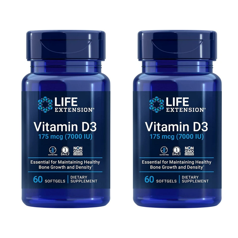 Life Extension Vitamin D3 175mcg (7000 IU) Supports Bone & Immune Health 60Sg 2p — 第 1/4 张图片