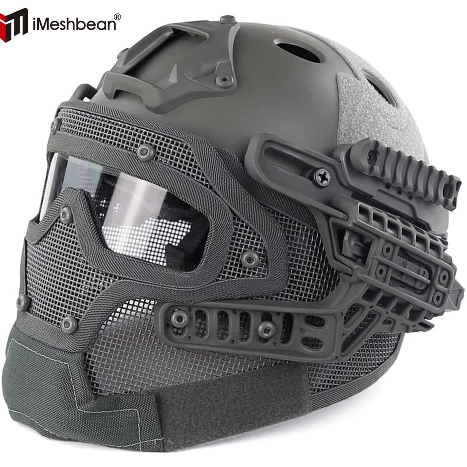 IMESHBEAN Airsoft Paintball Tactical Fast Helmet Goggles & G4 System Games Full Face Mask
