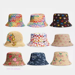 NUEVO CON ETIQUETAS Coach Mujer Sombrero Cubo Hawaiano Floral Crochet/Arco Iris/Corazón Cereza - Imagen 1 de 81