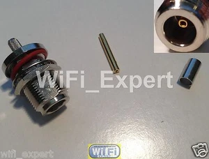 N Female Bulkhead plug crimp for RG58 RG142 RG400 LMR195 cable RF Connector USA - Picture 1 of 3