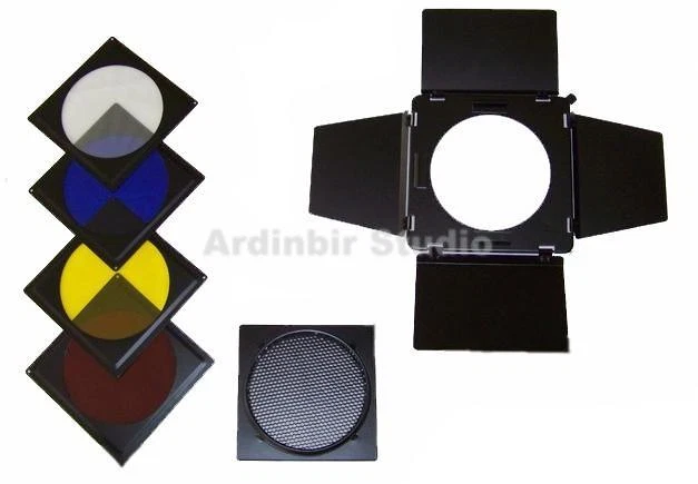 Juego de gel de rejilla/panal BarnDoor de 4 vías para Bowens Flash Foto 1 de 1