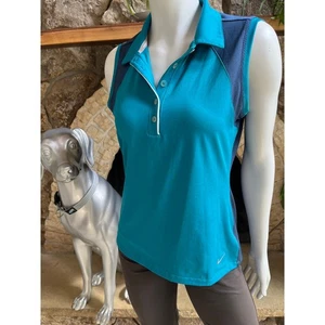 Nike Dri Fit Golf Tour Performance Sleeveless Polo Blue Tank Top Women’s Size M - Picture 1 of 6