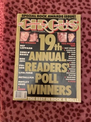 Circus Rock Magazine Feb 1989 GNR Def Leppard Metallica Crue Bon Jovi Poison - Image 1 of 4