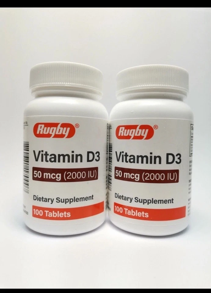 维生素 D3 -50 毫克 (2000 IU) 橄榄球补充剂(2 件装)- 有效期至 2026 年 9 月 — 第 1/1 张图片