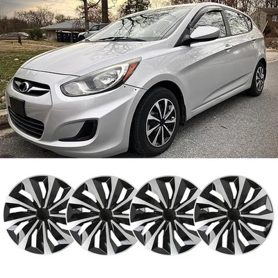 Tapacubos completos a presión para cubierta de rueda de 15 pulgadas 4X apta para neumático R15 y llanta de acero negra Foto 1 de 4