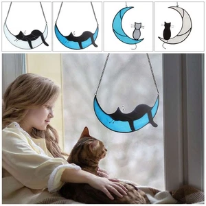 Lindo Gato en la Luna Ventana de Casa Media Luna Adorno Gato Decoración de Navidad Regalo Gato Amor - Imagen 1 de 16