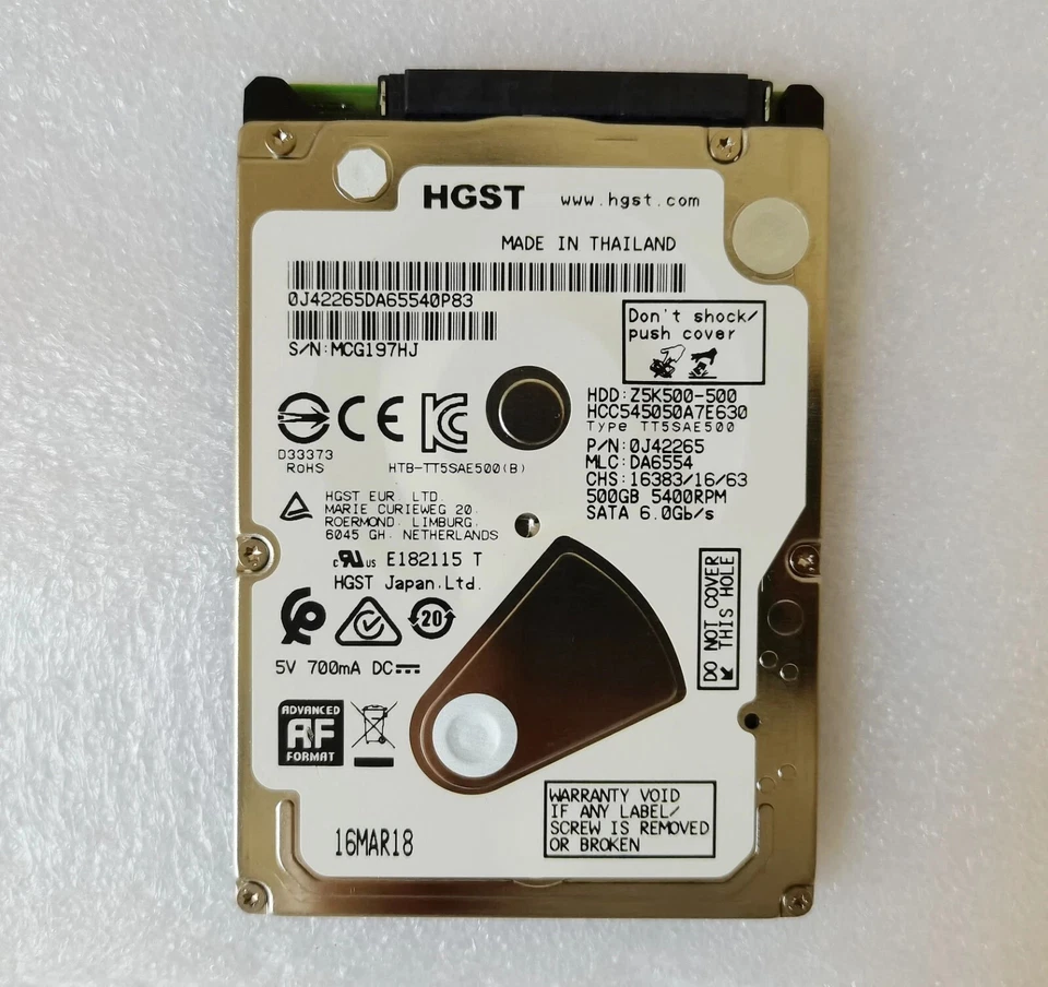 HGST 500GB HCC545050A7E630 5400RPM SATA 600 Mbps 2.5" Laptop HDD Hard Disk Drive - Image 1 of 3