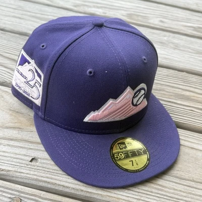 Colorado Rockies 25th Anniversary Patch New Era 59Fifty Fitted Hat Purple 7 1/8 - Image 1 of 4