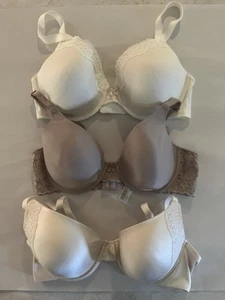 3 Maidenform Size 36D Push Up Bras White, Taupe & Ivory - Picture 1 of 12