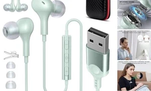 USB Headset with Microphone for PC 7.5 Ft Cable, USB A Headphones for - Picture 1 of 8