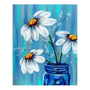 Blue Daisy Diamond Painting Kit – 30 x 40 cm Full Round Drill - Picture 1 of 2