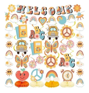 Welcome Part Decorations For First Day Of School. Flower Power Themed! Brand New - Picture 1 of 5