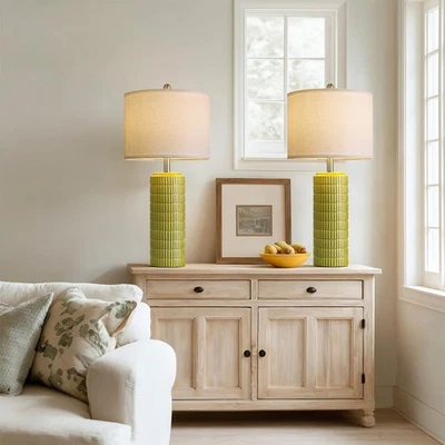 Набор из 2 настольных ламп высотой 27,5 дюйма для гостиной середины современного века керамические... - Изображение 1 из 4