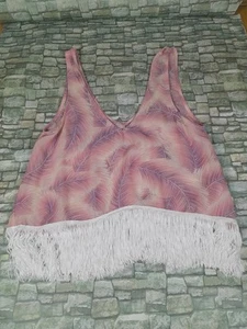 Show Me Your Mumu Sheer Fringe Crop Tank Swimsuit Cover Up Boho Festival - Picture 1 of 11