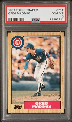 Topps 1987 negociado #70T Greg Maddux RC Cubs Hof PSA 10 Foto 1 de 2