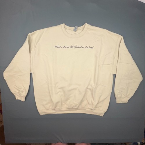 OFF WHITE Felpa girocollo Taylor Swift Lyric taglia 2XL crema problemi champagne indie