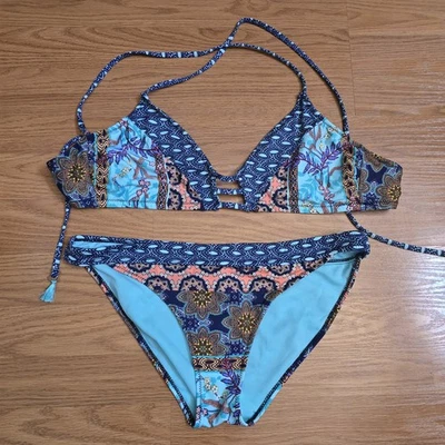 Sperry верхний сидр 2шт треугольник бикини женщин Sz L цветочный купальный костюм пляж - Изображение 1 из 4