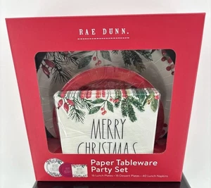 New Rae Dunn Merry Christmas Party Set Plates & Napkins Bundle Holiday NWT - Picture 1 of 5