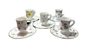 ROYAL VICTORIA LOT ENGLAND Bone China Floral Pedestal Mugs Cups Plates Sets - Picture 1 of 17