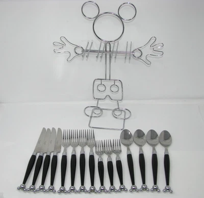 Juego de cubiertos de 16 piezas de los parques de Disney icono Mickey Mouse cubiertos y carrito Foto 1 de 4