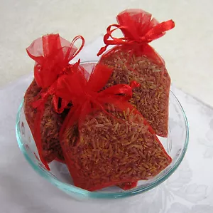 Set of 4 Lavender Sachets made with Red Organza Bags - Picture 1 of 3