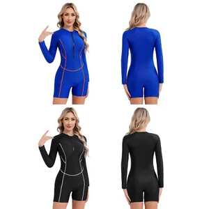 Women Swimwear Quick Dry Swimsuit Professional Jumpsuit Sun Protection Romper - Picture 1 of 35