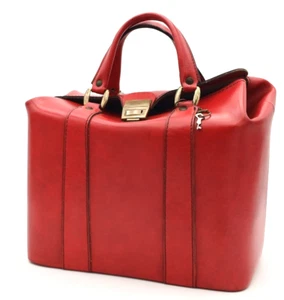 BORSA BAULETTO VINTAGE ANNI '50/60 IN CUOIO - ROSSO INTENSO - Bild 1 von 10