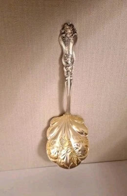 Vintage American Intl Moselle AsCo Silver Plate Grape Leaf 9" Serving Spoon  - Image 1 of 4