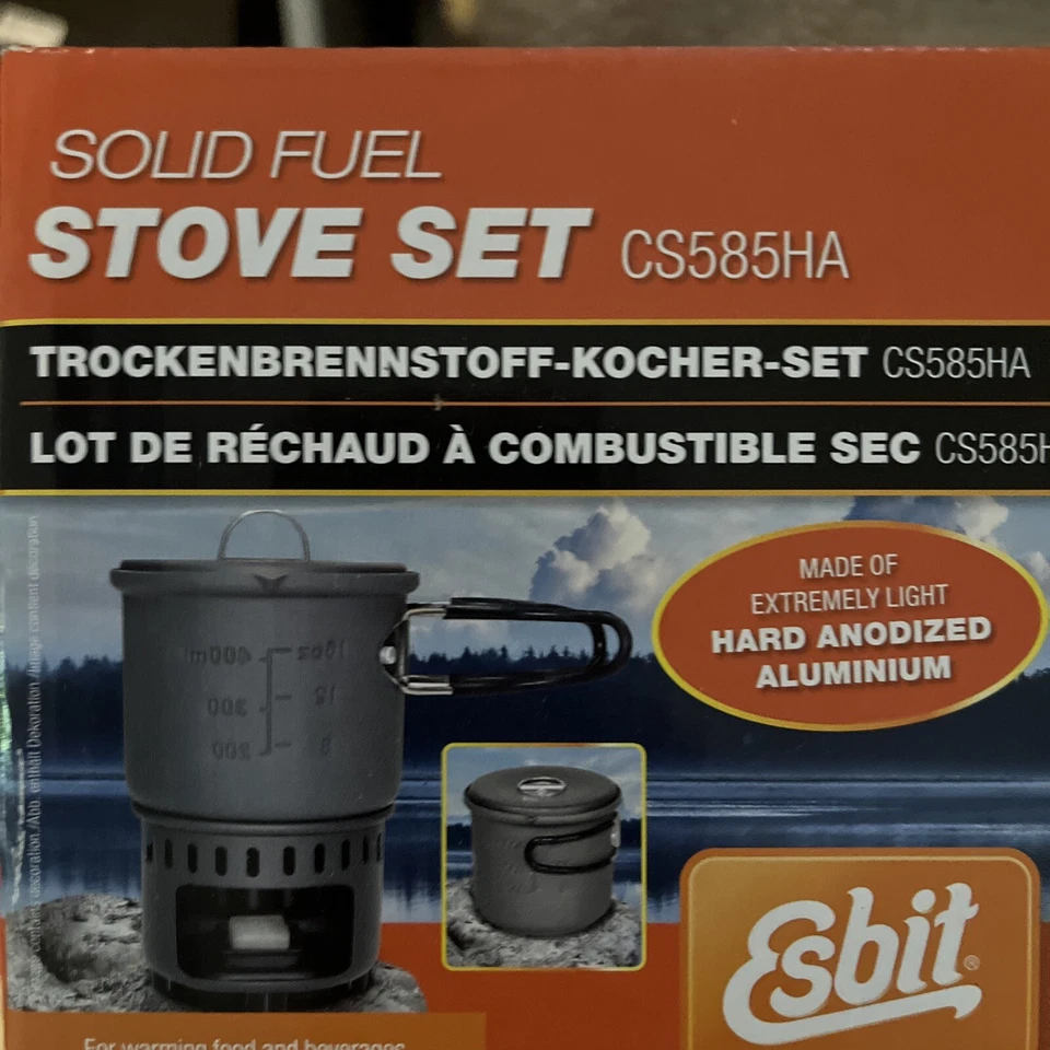 Juego de cocina de combustible sólido Esbit equipo de camping de aluminio anodizado duro con bolsa negra 87013 Foto 1 de 1