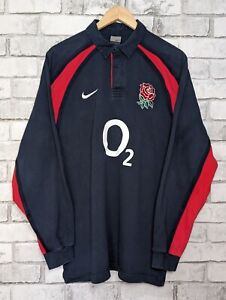 Polo à manches longues Nike England Rugby Union 2003/05 saison. Taille Large