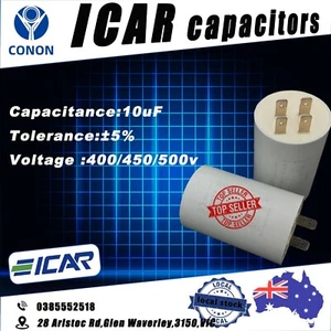10.0uF Run Capacitor ICAR P0 Plastic 400/450/500V Long Life cap motor pump - Bild 1 von 9