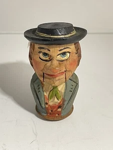 Vintage deutscher handgeschnitzter Holz Weinflaschenverschluss Korken Aktion Auge Mund Zunge - Bild 1 von 7