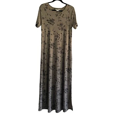 Maxi Vestido Vintage Años 70 Notations Clothing Floral Jacquard Manga Corta Talla L Foto 1 de 4