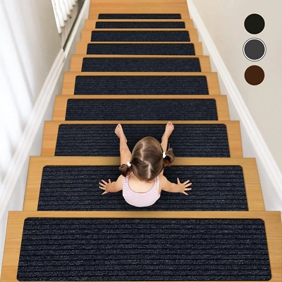 Pisadas antideslizantes para escaleras, 7,8" X 30" (paquete de 15) alfombrilla para corredor de escaleras interior exterior, verde Foto 1 de 4