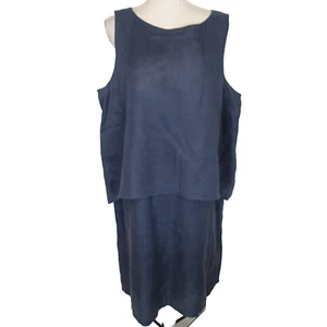 J Jill Linen Layered Dress xl Navy Blue | Sleeveless | Lagenlook Coastal - Picture 1 of 14