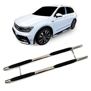 Side Bars Steps Running Boards For VW Tiguan Mk2 2016-2024 Chrome - Foto 1 di 11